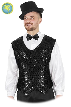 GILET PAILLETTES NERO